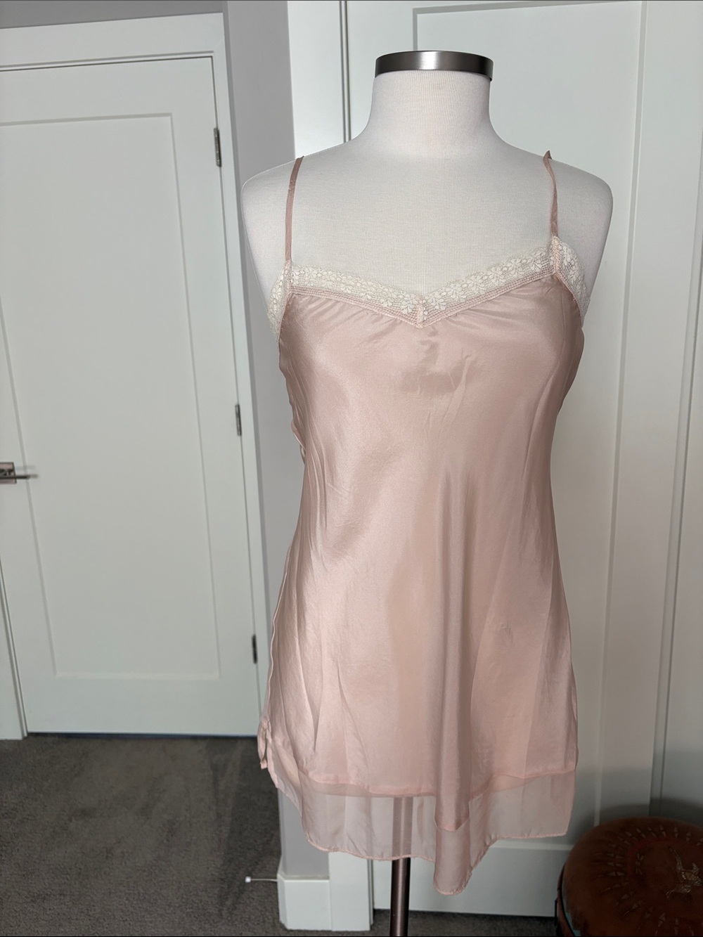 For Love & Liberty silk  Blush Pink Lace-Trim Slip/cami. Perfect!